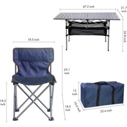 Table de camping pliante, table de camping legere portable de voyage en plein air, barbecue d'arriere - Cour