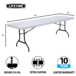 Table pliante 8 pieds commerciale granit blanc