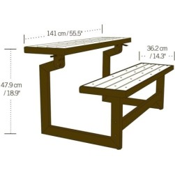 Lifetime banc / table convertible, structure en bois artificiel