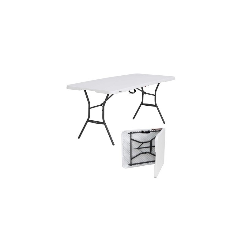 Table pliante 6 pieds commerciale legere granit blanc