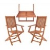 Ensemble de 3 tables et chaises suspendues en bois pour terrasse