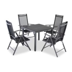 Set de meubles 4 chaises 1 table ALUMINIUM NOIR