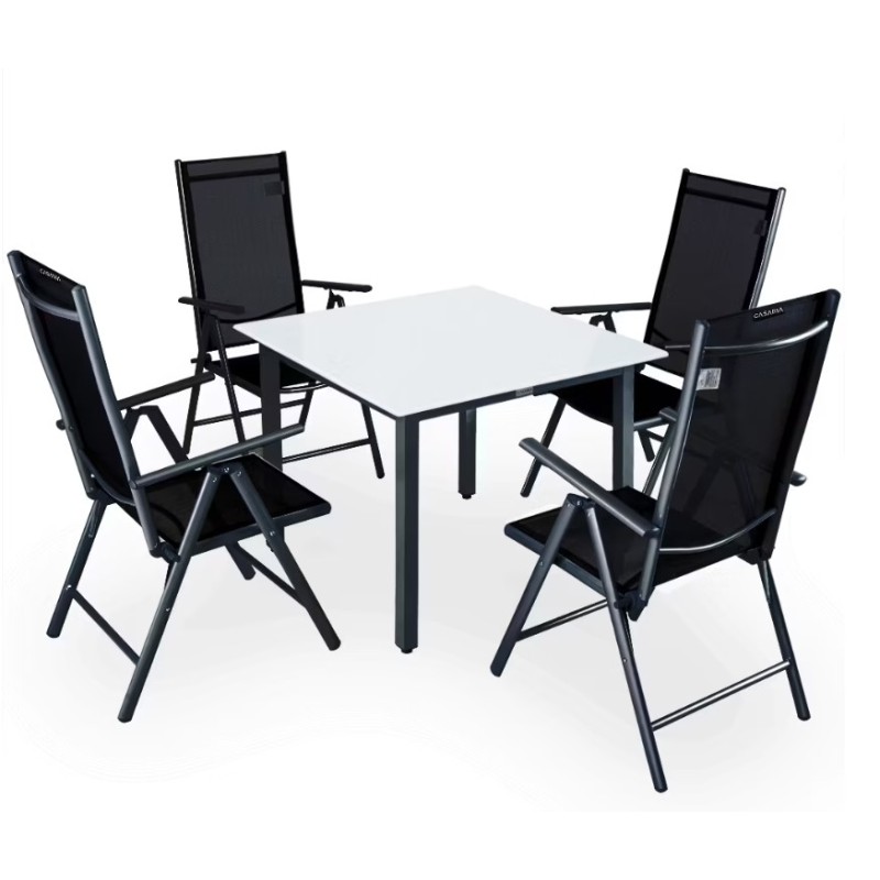 Ensemble de table et de chaise en aluminium pliable 1 + 4 anthracite