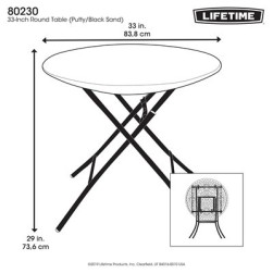 33 pouces table ronde leger commercial mastic