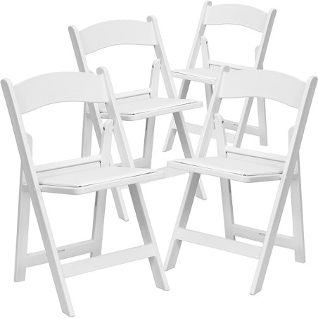 Chaise pliante en plastique de base pour 350 LB - 6 pieces, blanc
