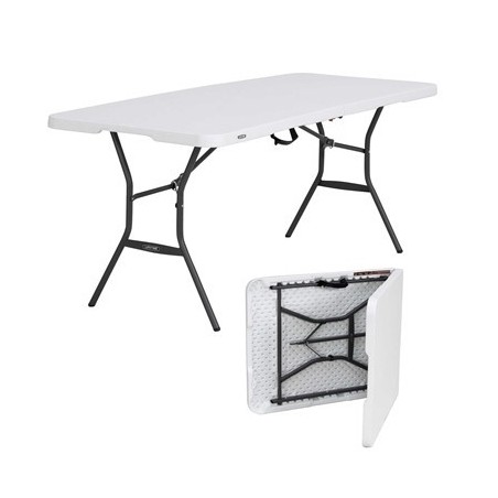 Table pliante 6 pieds  commerciale legere granit blanc