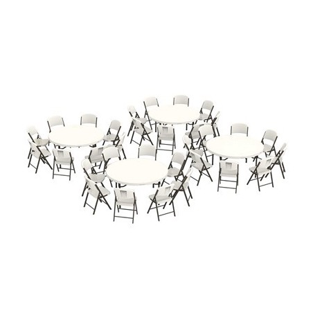 Table empilable ronde de 60 pouces et 32 chaises combo commercial Amandes