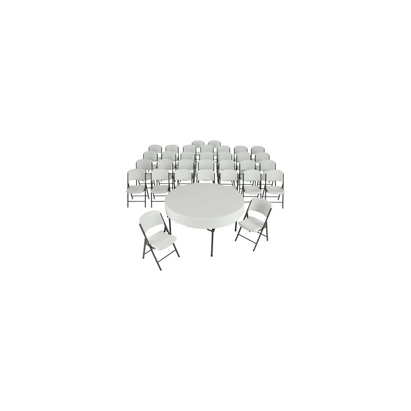 Table empilable ronde de 60 pouces avec 32 chaises combinees