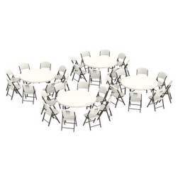 Table empilable ronde de 60 pouces et 32 chaises combo produits amandes