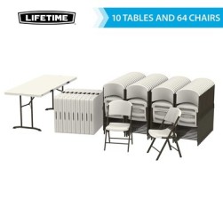 10 tables pliantes de 6 pieds et 64 chaises combo commercial