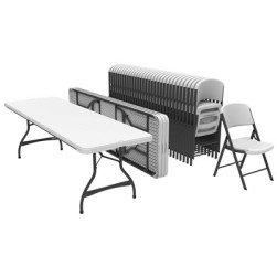 4 tables empilables de 8 pieds et 32 chaises combo commercial