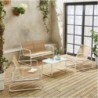 Mobilier de jardin en metal et textilene pour 4 personnes, blanc et naturel, Design