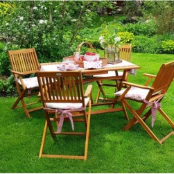Deuba Sydney Garden set 1 Table + 4 chaises pliantes en bois d'acacia
