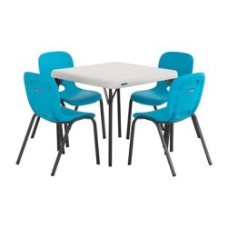 Combinaison de table pour enfants et 4 chaises empilables Bleu glacier