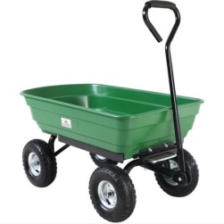 Chariot de jardin a main vert avec benne basculante Remorque 5 pneus