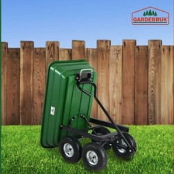 Chariot de jardin a main vert avec benne basculante Remorque 5 pneus