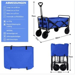 SWANEW Chariot de jardin pliable 4 roues Chariot de plage charrette