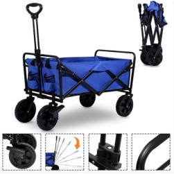 SWANEW Chariot de jardin pliable 4 roues Chariot de plage charrette