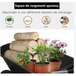 COSTWAY Brouette de Jardin 2 Roues Pneus Pneumatiques Resistante