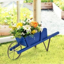 RELAX4LIFE Brouette Jardin en Bois,  Roues Metalliques,