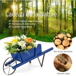 RELAX4LIFE Brouette Jardin en Bois,  Roues Metalliques,