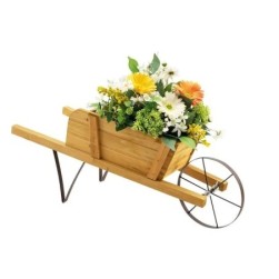 Brouette Decorative en Bois,Decoration de Jardin 69,5x26x29,5cm