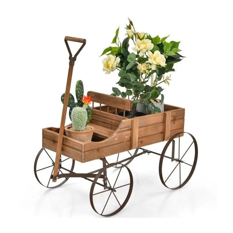 Brouette de Jardin Decorative en Bois-2 Compartiments a Planter