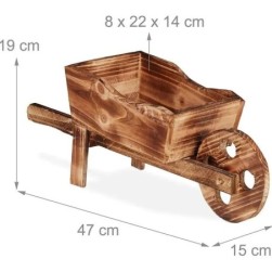 COSTWAY Brouette en Bois Decorative , Support de Pot de Jardin