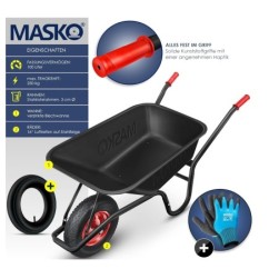 MASKO® Brouette de Chantier, brouette de Jardin 100 - 250kg