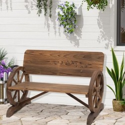 Outsunny Banc de Jardin Style Rustique Chic accoudoirs banc