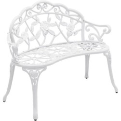 Casa.pro banc de jardin chaise de jardin en fonte,Blanc100x54x80cm