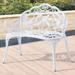 Casa.pro banc de jardin chaise de jardin en fonte,Blanc100x54x80cm