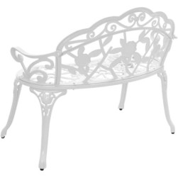 Casa.pro banc de jardin chaise de jardin en fonte,Blanc100x54x80cm