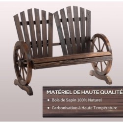 Outsunny Banc de Jardin 2 Places Adirondack Style Rustique Chic