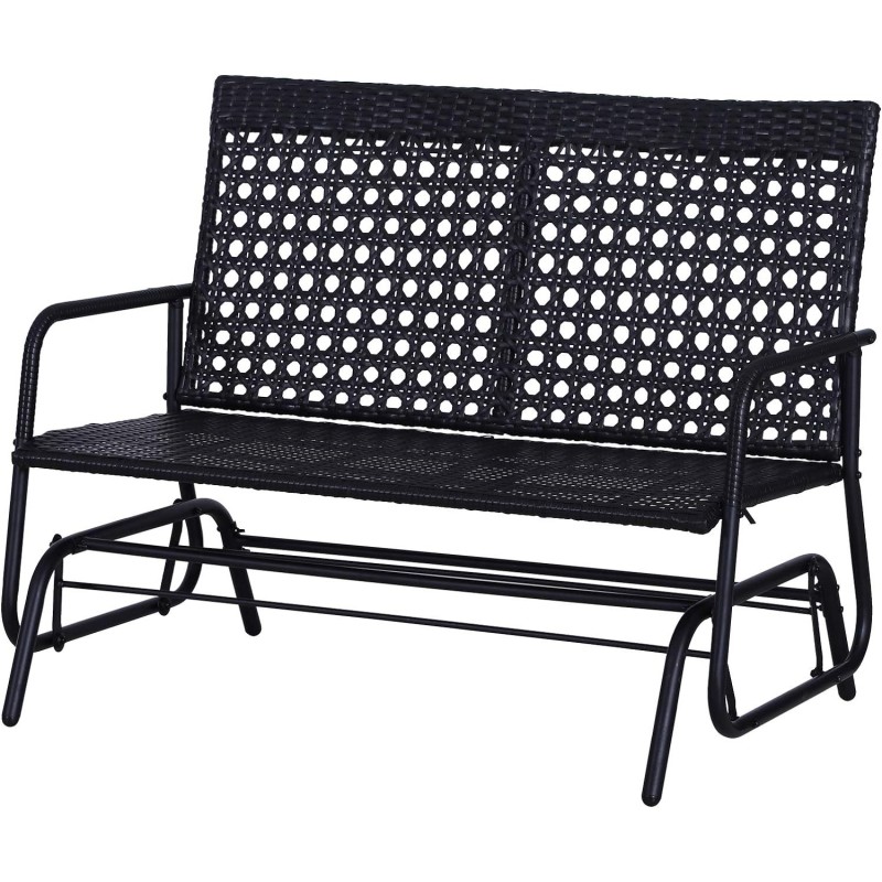 Outsunny Banc de jardin 2 places resine tressee imitation rotin noir