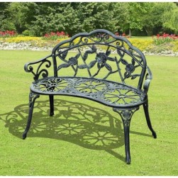 Outsunny Banc de Jardin 2 Places Style neo-retro Motif Rose