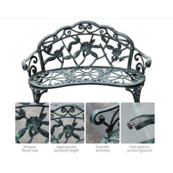 Outsunny Banc de Jardin 2 Places Style neo-retro Motif Rose