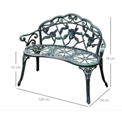 Outsunny Banc de Jardin 2 Places Style neo-retro Motif Rose