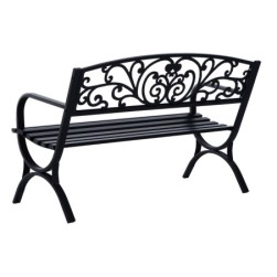 Outsunny Banc de Jardin terrasse en Acier Fonte Noir 3 Places