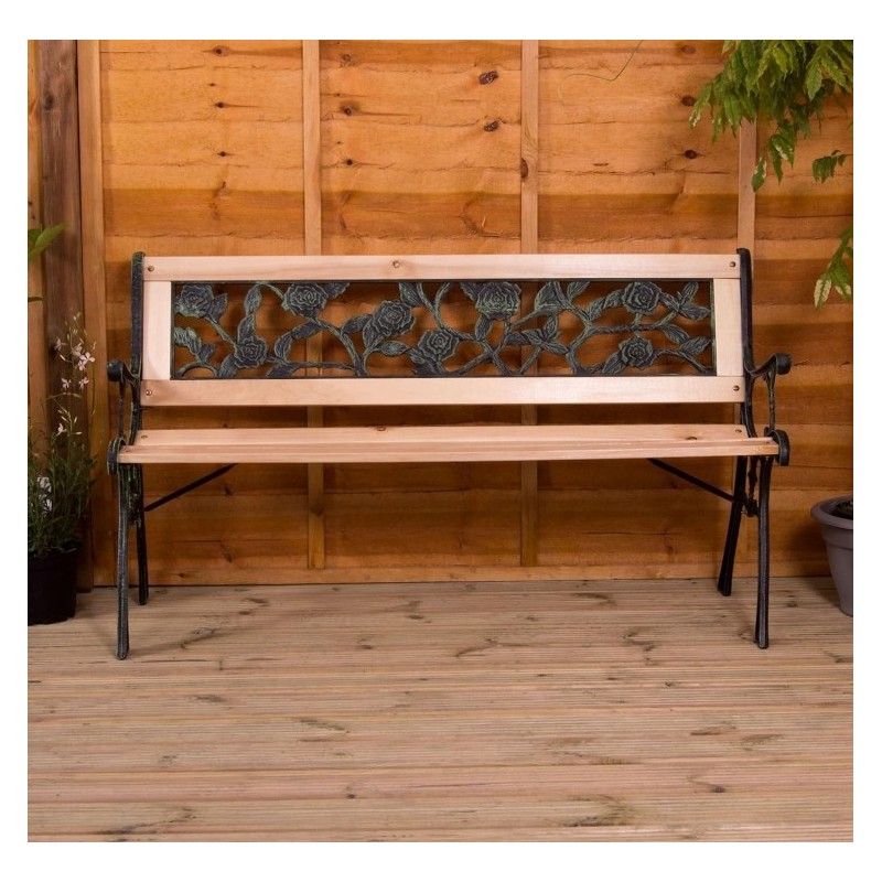 Garden Vida Banc de jardin, motif rose, 3 places, meuble d’exterieur