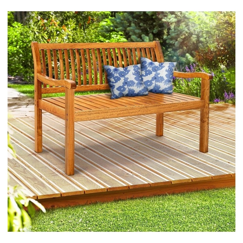 Tillvex Banc de Jardin125 cm en Bois Banquette d'Exterieur 3 Places