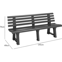 CASARIA Banc de Jardin Orchidea Anthracite 3 Places Banc d'exterieur