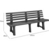 CASARIA Banc de Jardin Orchidea Anthracite 3 Places Banc d'exterieur