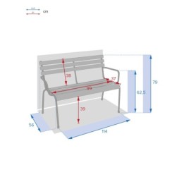 Banc de jardin GREENSBORO Argile 2 places