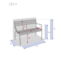 Banc de jardin GREENSBORO Bleu canard 2 places