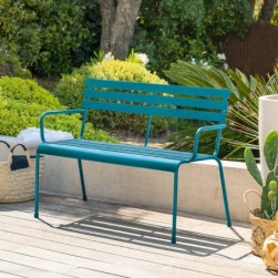 Banc de jardin GREENSBORO Bleu canard 2 places