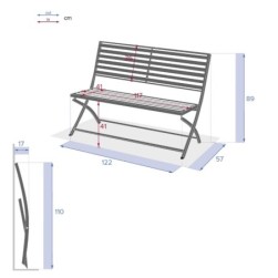 Banc de jardin pliant OLBIA Graphite