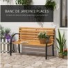 Banc de jardin 2 places style rural chic acier époxy bois lasuré