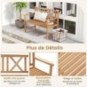 Banc de Jardin 2 Places en Bois d’Acacia, Banquette avec Dossier Haut