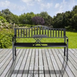 Relaxdays Banc de jardin avec table pliante, 3 places, extérieur